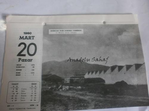 20 Mart 1960 - Yeni Türkiye Takvimi -  Erzincan İplik Dokuma Fabrikası