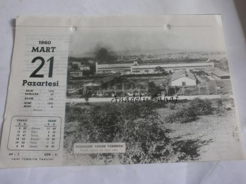21 Mart 1960 - Yeni Türkiye Takvimi -  Adapazarı Vagon Fabrikası