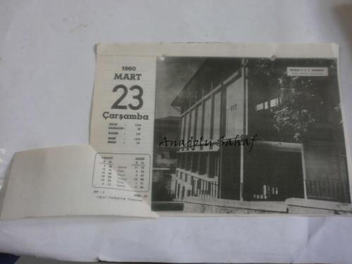 23 Mart 1960 - Yeni Türkiye Takvimi - Maraş PTT Merkezi
