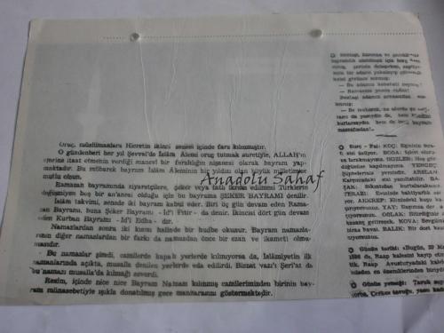 29 Mart 1960 - Yeni Türkiye Takvimi - bayramınız Kutlu Olsun