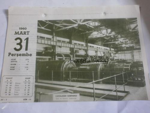 31 Mart 1960 - Yeni Türkiye Takvimi -Çatalağzı Santrali