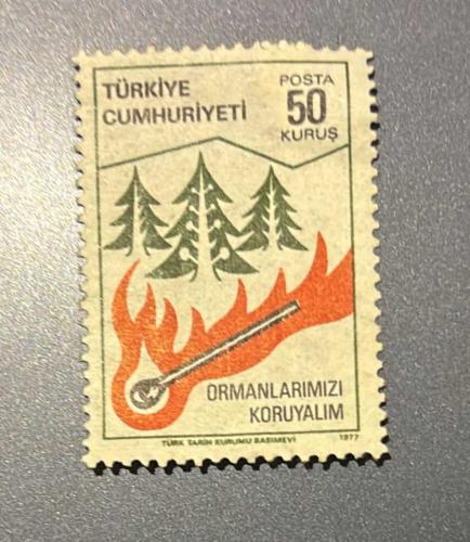 Türk Pulu - Turkish Stamp - Postadan Geçmiş Pul Filateli - ORMANLARIMIZI KORUYALIM TEMALI PUL , 50 KURUŞ - Türkiye Cumhuriyeti - NOSTALJİK DOĞUM GÜNÜ HEDİYESİ
