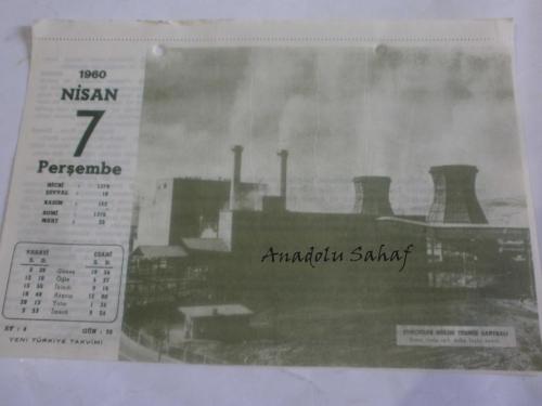 7 Nisan 1960 - Yeni Türkiye Takvimi - Tunçbilek Bölge Termik Santrali