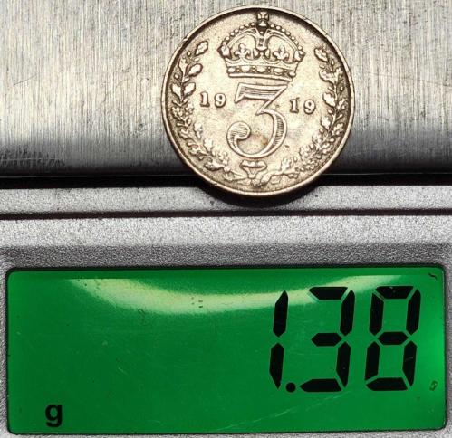 ( GÜMÜŞ )    1919 - BİRLEŞİK KRALLIK - 3 Pence   (  ÇOK ÇOK TEMİZ )
