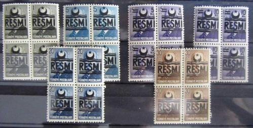 TÜRKİYE=1956   İ-R 42..R 47  Sürşarjlı Resmi Pullar  DBL  (**)'