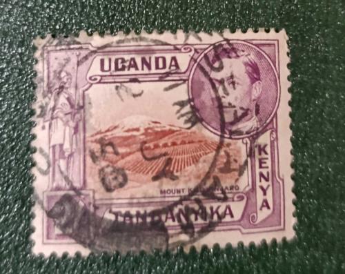 İngiliz Sömürgesi Kenya Uganda ve Tanganika_ 1938 _ 2 Şilin yüksek valör damgalı