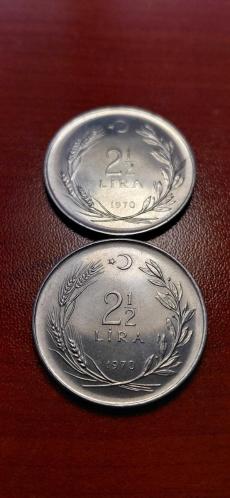 1970 SABAN KILIÇTAN ÜSTÜNDÜR ÇİL TERS DÜZ TAKIM 2.5 LİRALAR