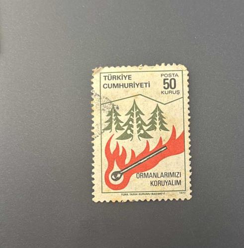 Trabzon damgalı Türk Pulu - Turkish Stamp -  Postadan Geçmiş Pul Filateli - DAMGALI - ORMANLARIMIZI KORUYALIM TEMALI PUL, 50 KURUŞ - Türkiye Cumhuriyeti - NOSTALJİK DOĞUM GÜNÜ HEDİYESİ