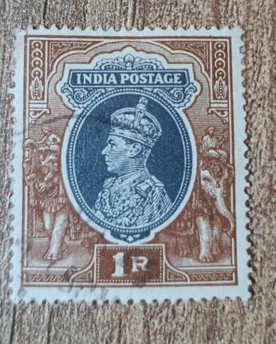 İngiliz Sömürgesi Hindistan 1938 Kral George VI __ damgalı
