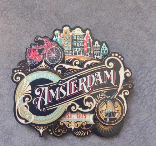 AMSTERDAM HOLLANDA TEMAKI AHŞAP MAGNET SIFIR KOLEKSİYONLUK