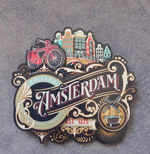AMSTERDAM HOLLANDA TEMAKI AHŞAP MAGNET SIFIR KOLEKSİYONLUK