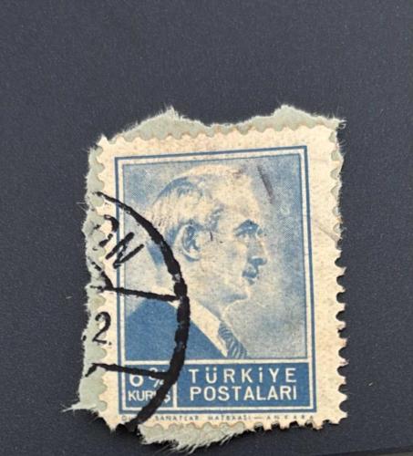 Türk Pulu - Turkish Stamp - Mektup Zarfından Kesilmiş /  Postadan Geçmiş Pul Filateli - DAMGALI - İSMET İNÖNÜ TEMALI PUL ,  6 3/2 KURUŞ - Türkiye Cumhuriyeti - NOSTALJİK DOĞUM GÜNÜ HEDİYESİ