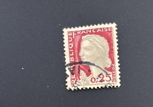 Fransa Pulu - France Stamp - Postadan Geçmiş Pul Filateli - DAMGALI - Fransa'nın Ulusal Sembolü Olan Marianne Temalı Pul, 0.25 PARA - YABANCI PULLAR - NOSTALJİK DOĞUM GÜNÜ HEDİYESİ