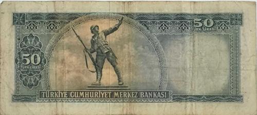 5.Emisyon 4. Tertip 50 Lira  ( İngiltere Baskı) Kurşuni