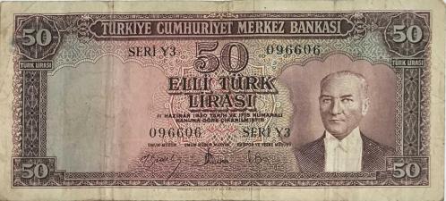 5.Emisyon 4. Tertip 50 Lira  ( İngiltere Baskı) Kurşuni