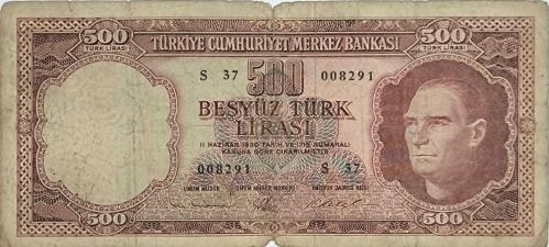5.Emisyon 3. Tertip 500 Lira  (Kremit)