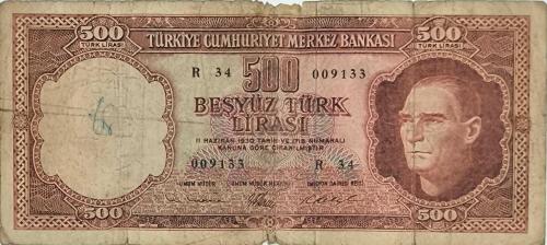 5.Emisyon 3. Tertip 500 Lira  (Kremit)