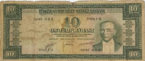 5.Emisyon 2. Tertip 10 Lira (İngiltere Baskı)