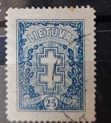 LİTVANYA - 1927-29 ÇİFT ÇİZGİLİ HAÇ - damgalı pul