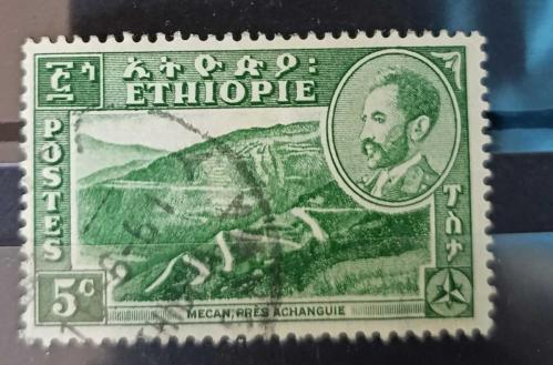 Etiyopya 1942 İmparator Selassia_ damgalı pul