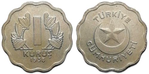 1938 Yılı 1 Kuruş ÇİL