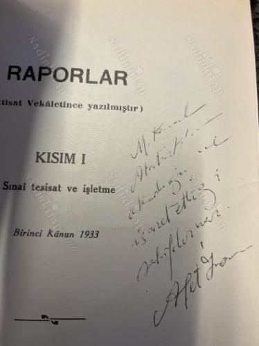 DEVLETÇİLİK İLKESİ VE TÜRKİYE CUMHURİYETİNİN BİRİNCİ SANAYİ PLANI 1933 [ithafsız imzalı]