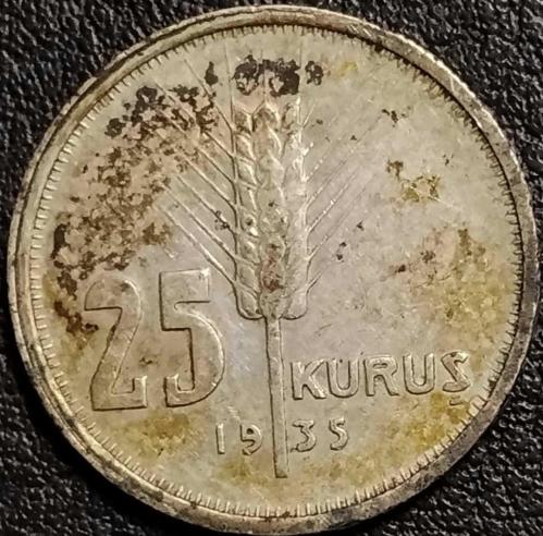 LOT.18 » T.C. GÜMÜŞ 25 KURUŞ 1935 Ç.A.