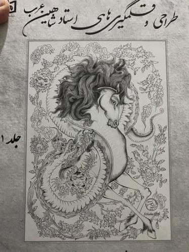 Design and sketches of master shahin Arab (siyah beyaz eskiz Gibi tarzda çizimler 2 cilt iki bin beşyüzden fazla çizim)