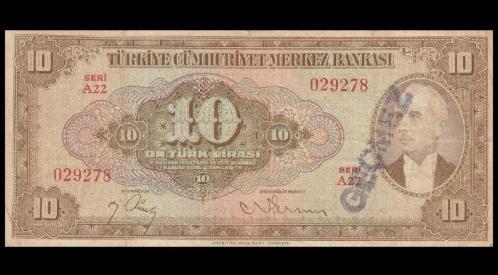 LOT.12 » 4.Emisyon İnönü Sarı 10 Lira Geçmez mühürlü