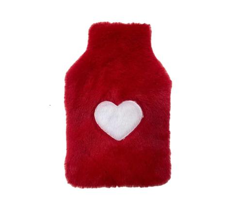 SICAK SU TORBASI PELUŞ KALPLİ,KIRMIZI TERMOFOR 21x13,5x2cm 500 ml