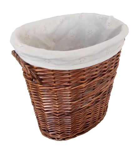 HASIR SEPET OVAL ŞEKİLLİ İÇİ KUMAŞLI KAHVERENGİ 36x36x26 cm