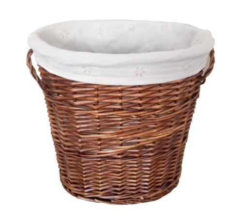 HASIR SEPET OVAL ŞEKİLLİ İÇİ KUMAŞLI KAHVERENGİ 36x36x26 cm