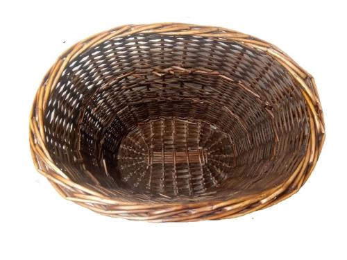 HASIR SEPET OVAL ŞEKİLLİ İÇİ KUMAŞLI KAHVERENGİ 36x36x26 cm