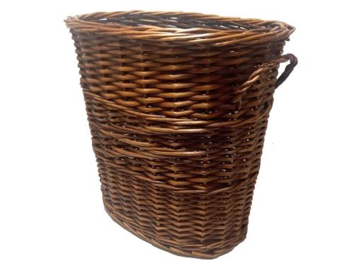 HASIR SEPET OVAL ŞEKİLLİ İÇİ KUMAŞLI KAHVERENGİ 36x36x26 cm
