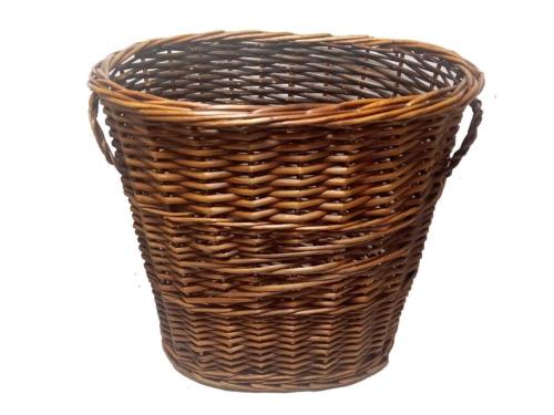 HASIR SEPET OVAL ŞEKİLLİ İÇİ KUMAŞLI KAHVERENGİ 36x36x26 cm