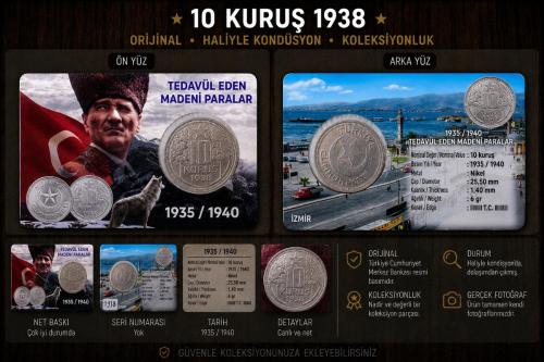 1938 10 Kuruş Haliyle KONDÜSYON