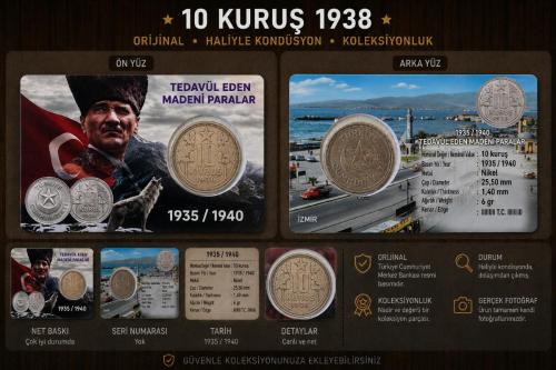 1938 10 Kuruş Haliyle KONDÜSYON