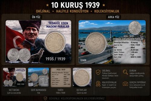 1939 10 Kuruş Haliyle KONDÜSYON