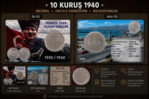 1940 10 Kuruş Haliyle KONDÜSYON