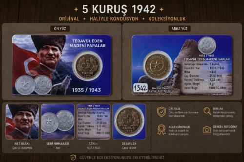 1942 5 Kuruş Haliyle KONDÜSYON