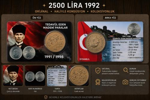 2500 Lira 1992 Haliyle KONDÜSYON