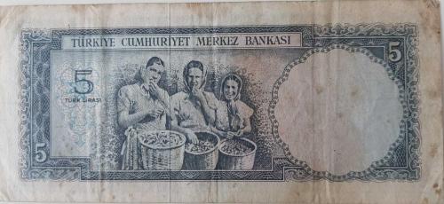 5.EMİSYON 4.TERTİP 5 BEŞ TÜRK LİRASI  H24 292461 SERİ NOLU NATÜREL ÇOK TEMİZ KAĞIT PARA NADİRDİR