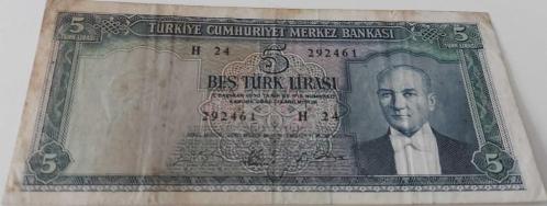 5.EMİSYON 4.TERTİP 5 BEŞ TÜRK LİRASI  H24 292461 SERİ NOLU NATÜREL ÇOK TEMİZ KAĞIT PARA NADİRDİR