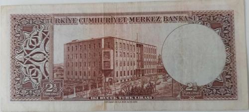 5.EMİSYON 2.TERTİP 2,5 (2½) TÜRK LİRASI SERİ T17 55547 NOLU NATÜREL KAĞIT PARA GÜZEL NUMARA NADİR