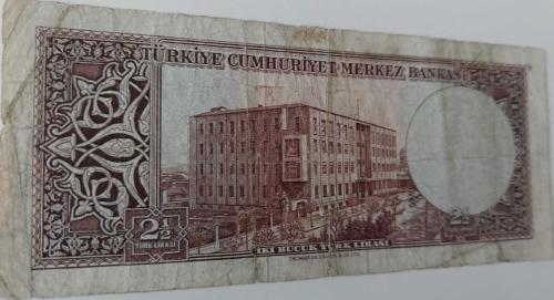 5.EMİSYON 2.TERTİP 2,5 (2½) TÜRK LİRASI SERİ S17 79658 NOLU NATÜREL KAĞIT PARA NADİR