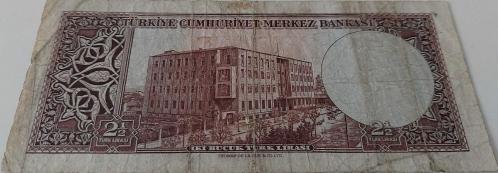 5.EMİSYON 2.TERTİP 2,5 (2½) TÜRK LİRASI SERİ S17 79658 NOLU NATÜREL KAĞIT PARA NADİR