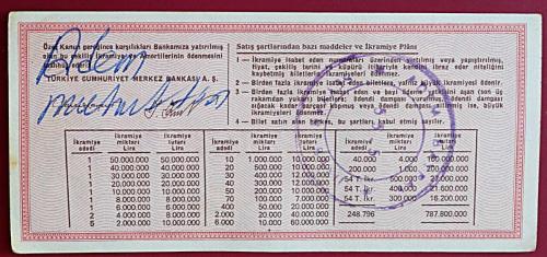 MİLLİ PİYANGO 19 EYLÜL 1984 DİYARBAKIR KARPUZU (ÇEYREK BİLET ) (E)