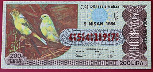 MİLLİ PİYANGO 9 NİSAN 1984 (ÇEYREK BİLET) (Ç)