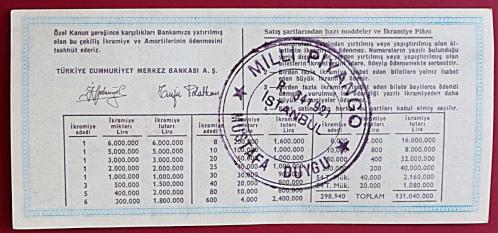 MİLLİ PİYANGO 29 KASIM  1980 (ÇEYREK BİLET ) ( N)