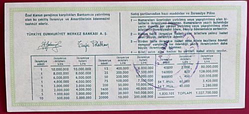 MİLLİ PİYANGO 31 ARALIK 1980 YILBAŞI ÇEKİLİŞİ ( ÇEYREK BİLET ) ( N )